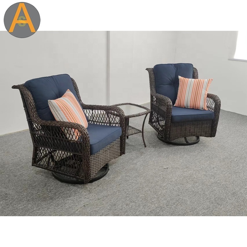 Hot outdoor garden furniture rattan wicker round shape recliner rocking sofa chair