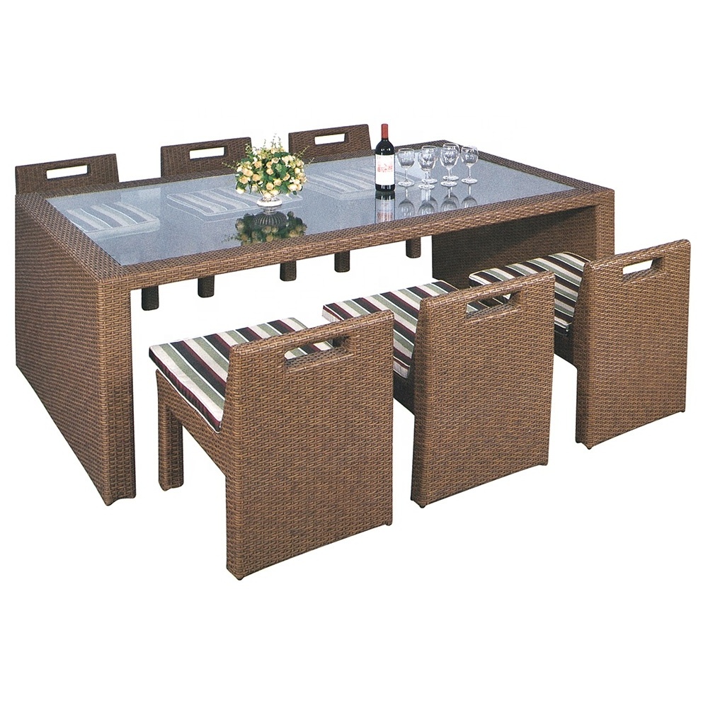 Cube patio furniture set rattan wicker outdoor restaurant dining table and chair set