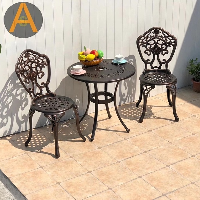 Luxury metal bistro set cast aluminum patio dining set outdoor garden table and chair set