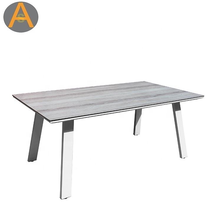 Commercial Hotel restaurant furniture Aluminum ceramic marble top garden outdoor dining table