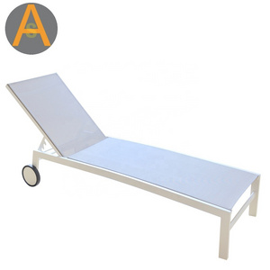 Modern white aluminum sun beds outdoor furniture patio chaise lounger pool chair