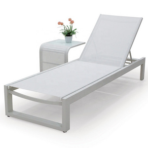 Hotel outdoor swimming pool side chaise lounge beach lounger aluminum sun lounger sling sun bed