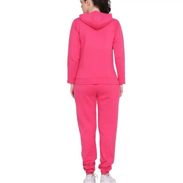 Wholesale High Quality Women Track Suits 100%Cotton Sportswear Sweat Suit Custom Logo Design Pullover Woman Pink Color Tracksuit