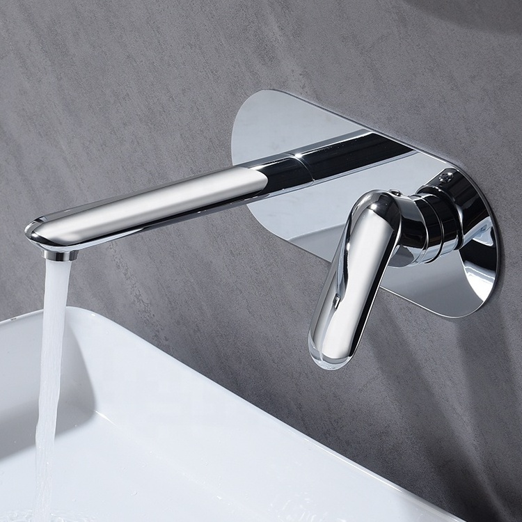 Factory Direct High Quality Chrome Plated Brass Wall Mounted Water Lavatory Bathroom Wash Basin Tap Taps Mixer Faucet