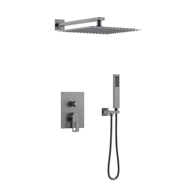 Two Functions Square Luxury Brushed Gold  Wall Mounted Concealed Bathroom Faucet Rain Concealed Shower Sets