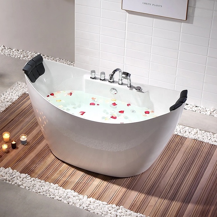 New design massage bath tub artificial stone soaking solid surface round 2 person bathtub