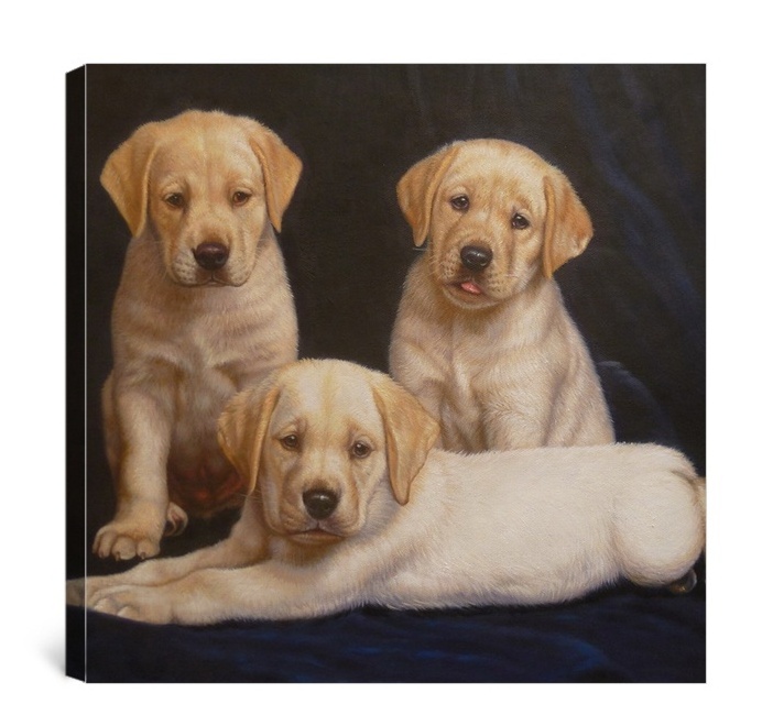 Handmade hot sale pet dog portrait oil painting of love for home decoration