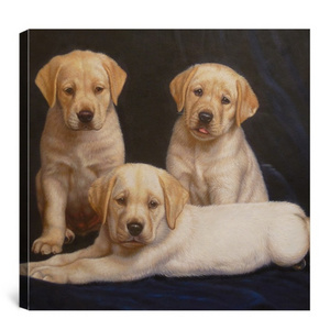 Handmade hot sale pet dog portrait oil painting of love for home decoration