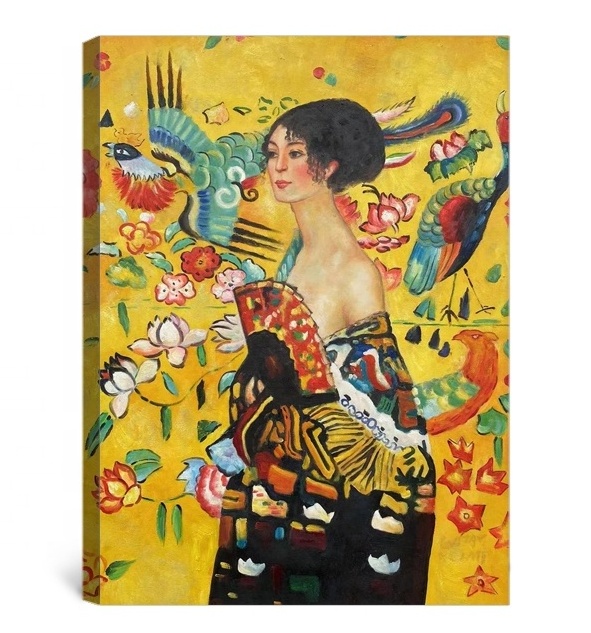 Lady With Fan Gustav Klimt Hand-painted Art Oil Painting