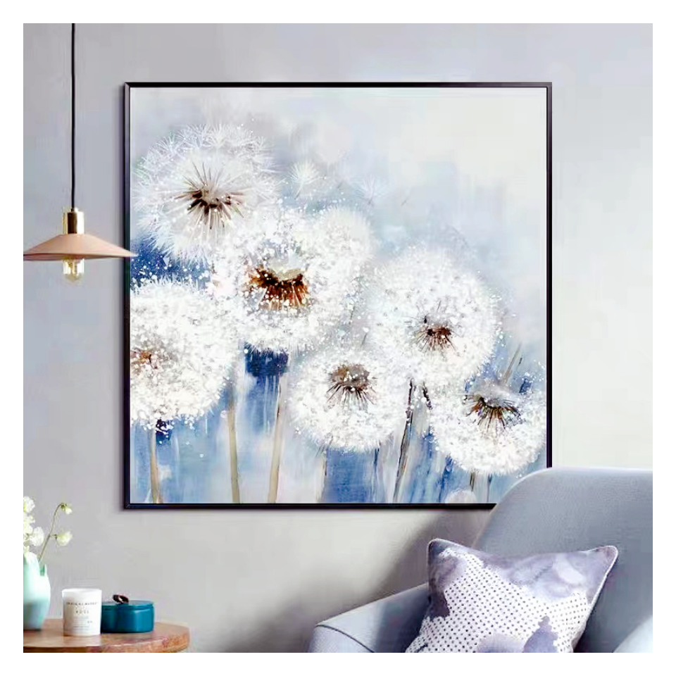 ArtUnion Modern Framed Handmade Natural Landscape Dandelion flower Oil Painting for Home Hotel Office Wall Art Decor