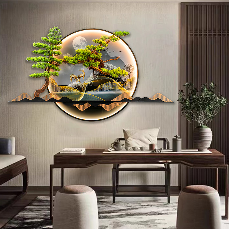 ArtUnion NEW Chinese tree Style acrylic wall decor with LED light wall art for living room bedroom office