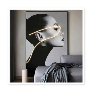 ArtUnion luxury modern Led illuminated light Crystal porcelain portrait larged wall art decoration for home decor