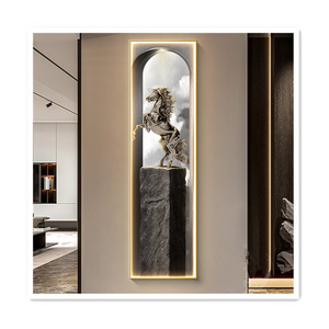 ArtUnion Moden Luxury LED illuminated crystal porcelain wall art painting for hallway home living room decor