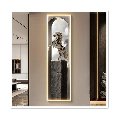 ArtUnion Moden Luxury LED illuminated crystal porcelain wall art painting for hallway home living room decor