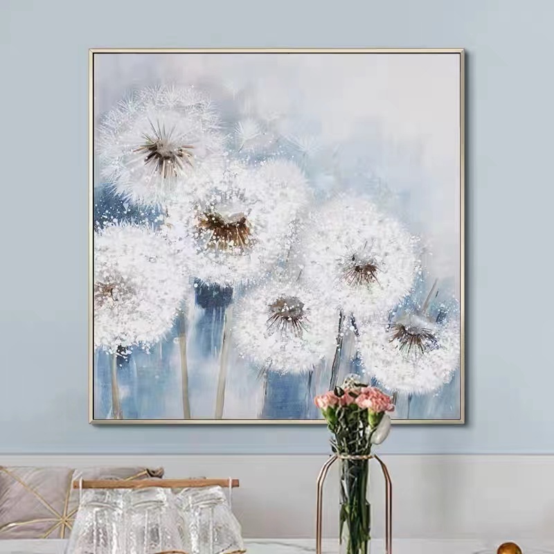 ArtUnion Modern Framed Handmade Natural Landscape Dandelion flower Oil Painting for Home Hotel Office Wall Art Decor