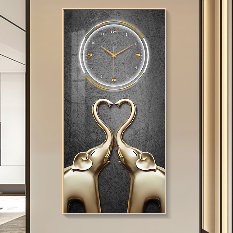 ArtUnion Modern Luxury Glass large wall frame electronic clock durable quality prints abstracl art for home decor living room