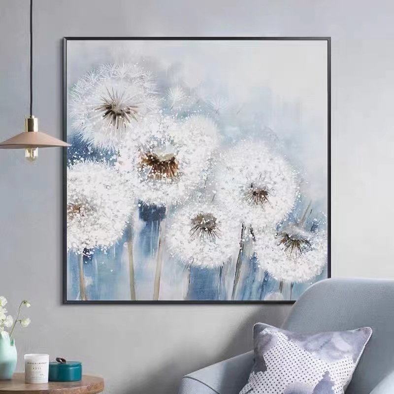 ArtUnion Modern Framed Handmade Natural Landscape Dandelion flower Oil Painting for Home Hotel Office Wall Art Decor