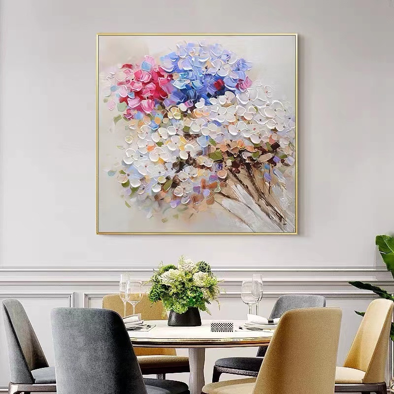 ArtUnion Hand painted oil painting Hydrangea happy loving flower decorative painting texture wall art home decoration bedroom