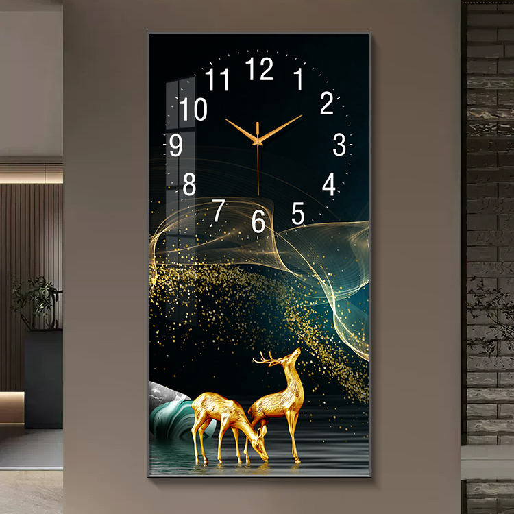 ArtUnion Modern Luxury Glass large wall frame electronic clock durable quality prints abstracl art for home decor living room