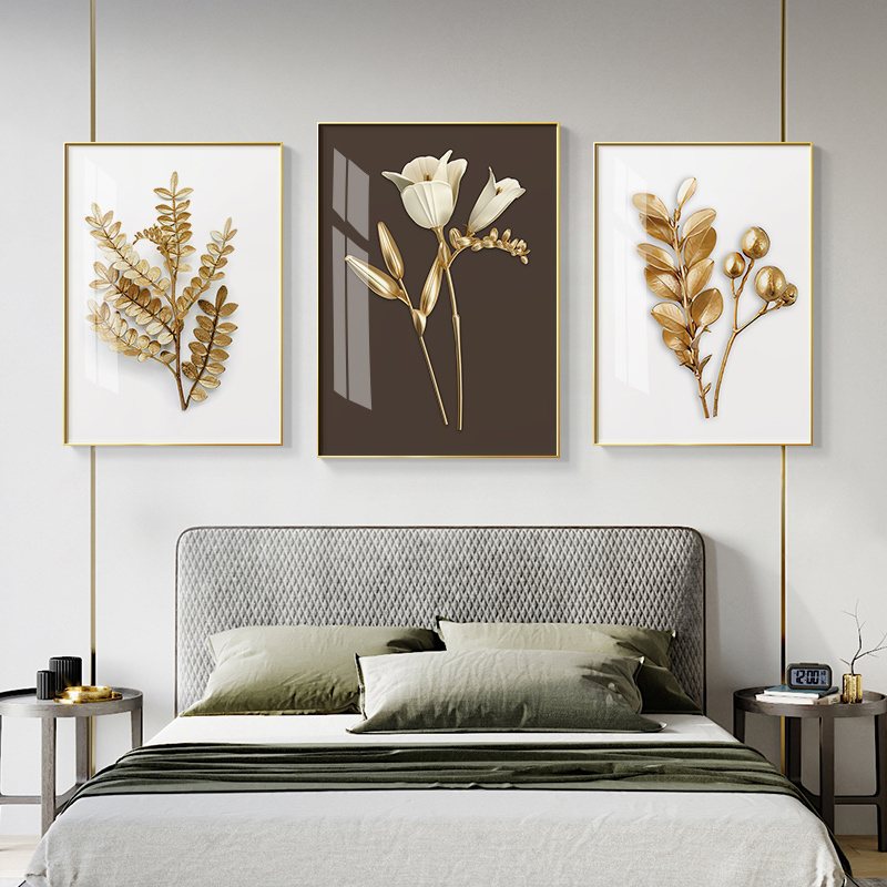 Abstract Golden Leaf Canvas Poster Painting Modern Wall Art Print Decorative Picture Nordic Style Living Room Home Decor