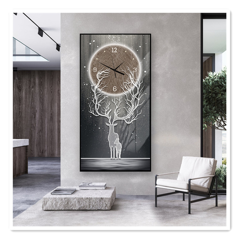 ArtUnion Modern Luxury Glass large wall frame electronic clock durable quality prints abstracl art for home decor living room