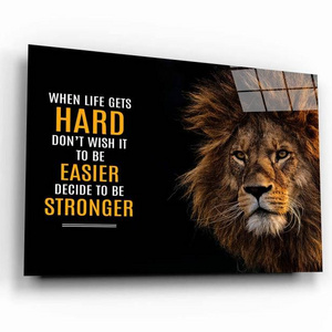 Lion Motivational Quote - acrylic glass and Metal wall art - luxury wall home decor for living room office bedroom