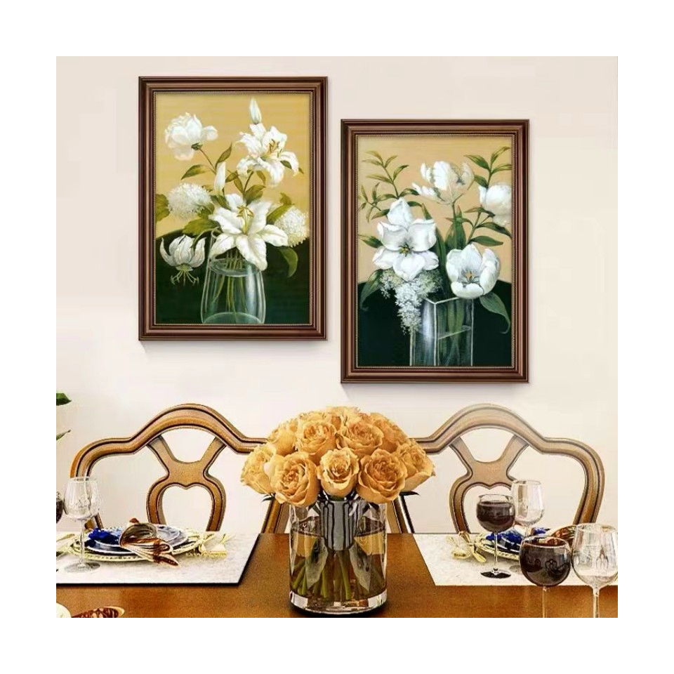 Luxury Euro Frame Vintage Classical Vases Flower Animal Poster Print Wall Art Rolled Canvas Painting For Living Room bedroom