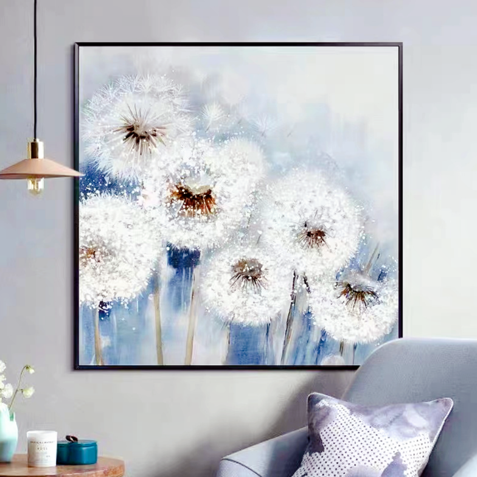 ArtUnion Modern Framed Handmade Natural Landscape Dandelion flower Oil Painting for Home Hotel Office Wall Art Decor