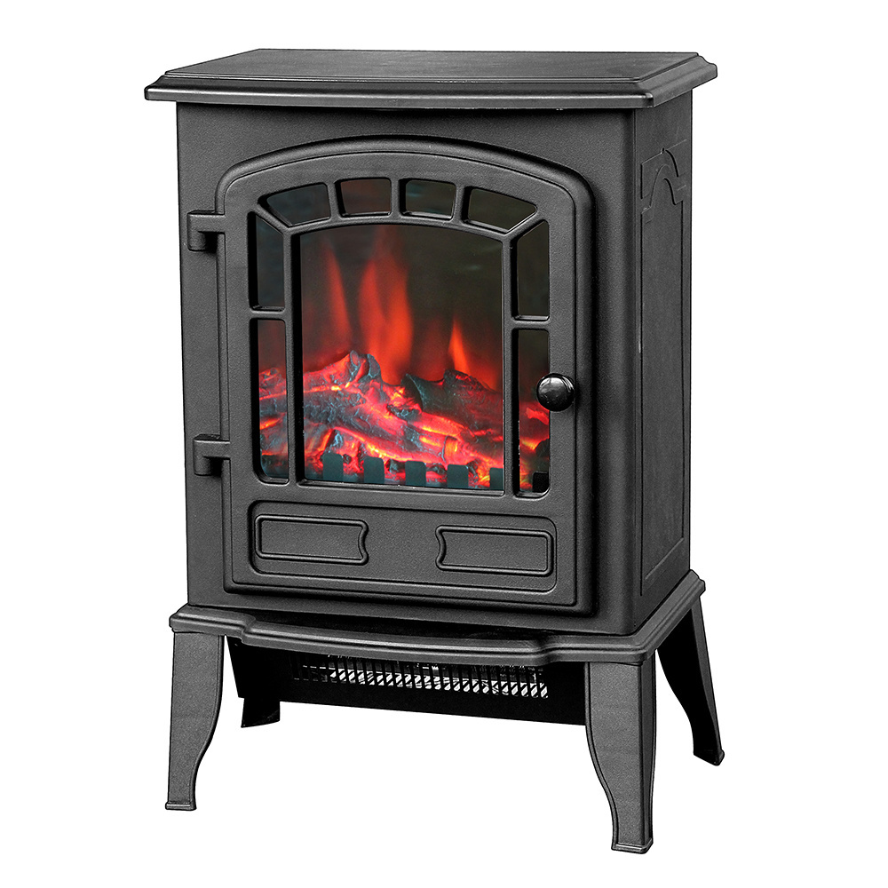 Black 15inch FreeStanding Room Mini Electric Ceramic PTC LED Fireplace Portable Space Stove Heater