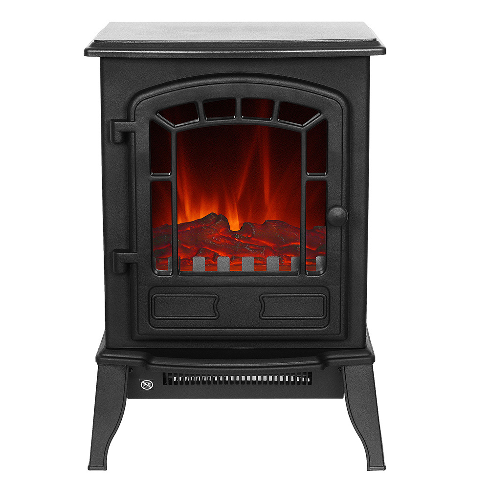 Black 15inch FreeStanding Room Mini Electric Ceramic PTC LED Fireplace Portable Space Stove Heater