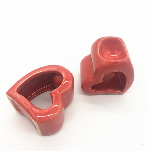 Red Heart Shape Fragrance Ceramic Oil Burner Incense Candle Holder  Cheaper Wholesale Ceramic Aromatherapy Oil Burner