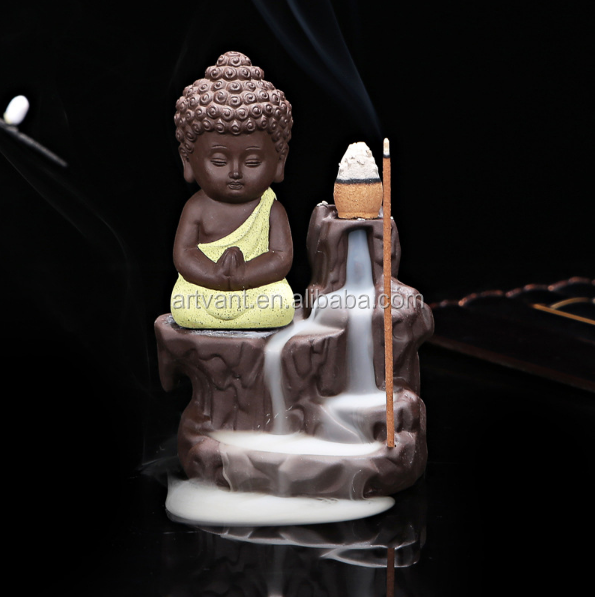 The Little Monk Small Buddha Backflow Incense Burner Use In The Home Office Teahouse Home Decor