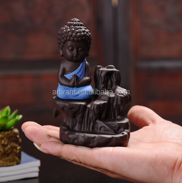 The Little Monk Small Buddha Backflow Incense Burner Use In The Home Office Teahouse Home Decor