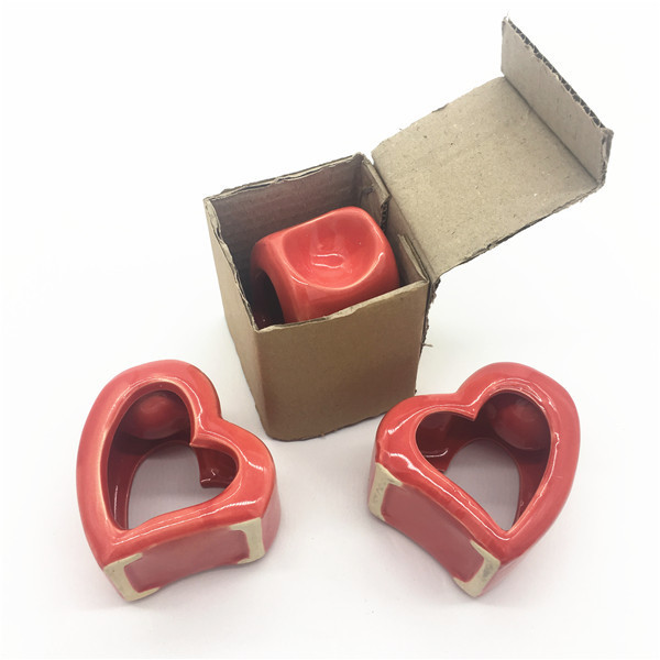 Red Heart Shape Fragrance Ceramic Oil Burner Incense Candle Holder  Cheaper Wholesale Ceramic Aromatherapy Oil Burner