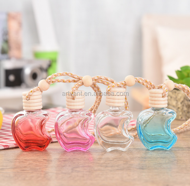 Apple Shape Color Gradual Change Car Perfume Hanging Air Freshener Glass Bottle