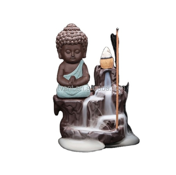 The Little Monk Small Buddha Backflow Incense Burner Use In The Home Office Teahouse Home Decor