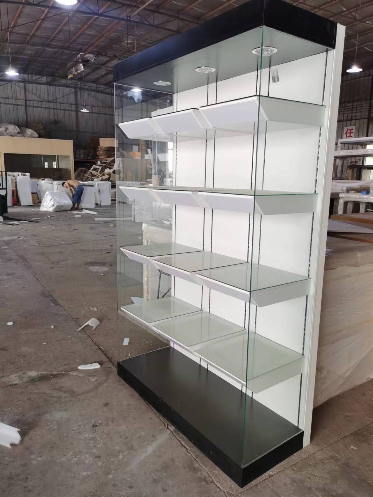 retail store toy figure display cases wood with tempered glass action figures display case for showroom shop