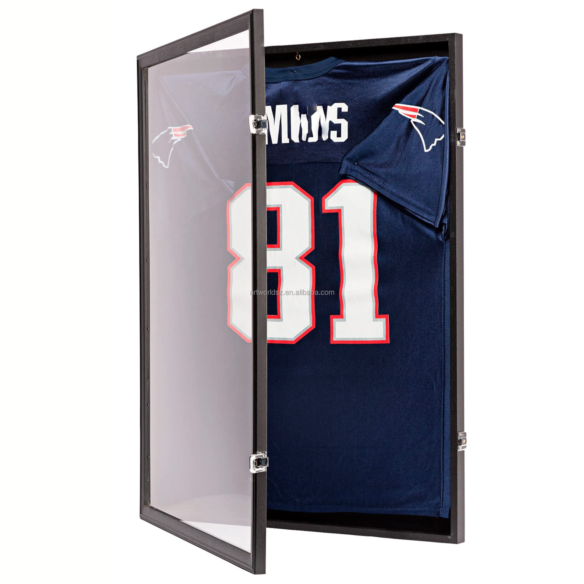 Artworld Displays Home Decor Solid Wooden Sports Football Shirt Shadow Box Case 3D Wood Basketball Jersey Display Frame