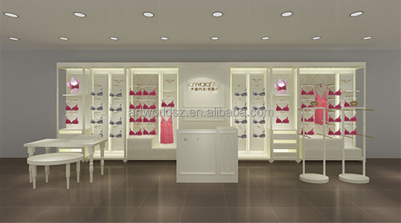 Artworld Displays Retail Clothing Store Underwear Showcase Stand Clothing Display Cabinet Wood Lingerie Display Furniture