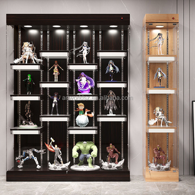 Customized Shelves Racking Storage Wooden Store Retail Exhibition Plastic Action Figure Display Shelf Cabinet Showcase Rack