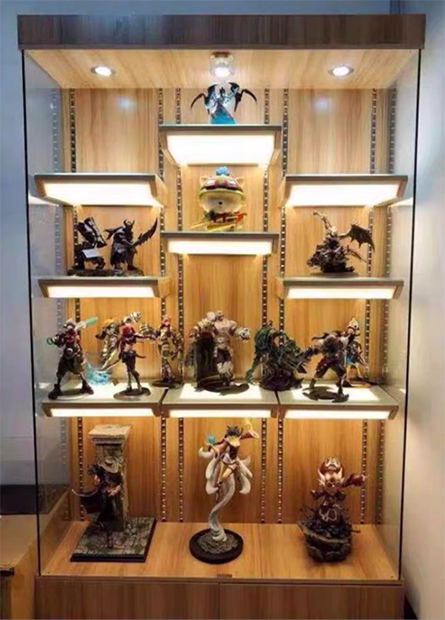 retail store toy figure display cases wood with tempered glass action figures display case for showroom shop