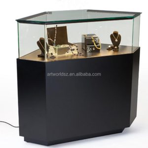 Artworld Displays Counter For Jewelry And Watch Store Black Jewelry Showcase Boutique Display Counter Retail Glass Showcase