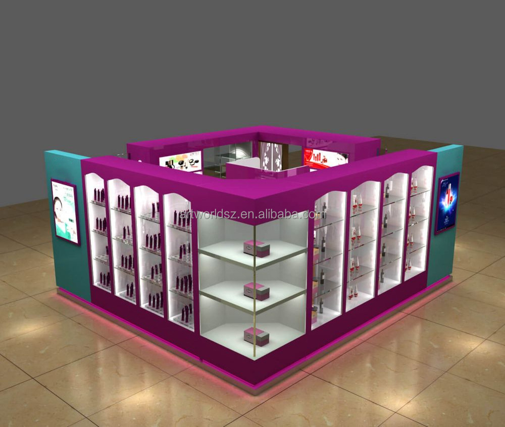 Artworld Displays Fantastic Perfume Display Kiosk Cosmetic Display Cabinet Design With Shelves Used In Mall