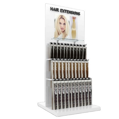 hair extension display rack with bottle shelves multi-function hair salon display stand