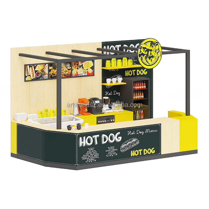 Artworld Displays Mall Fast Food Kiosk For Fruit Juice Kiosk Bar Idea Colorful Hot Dog Kiosk Retail Mall Snack Stall