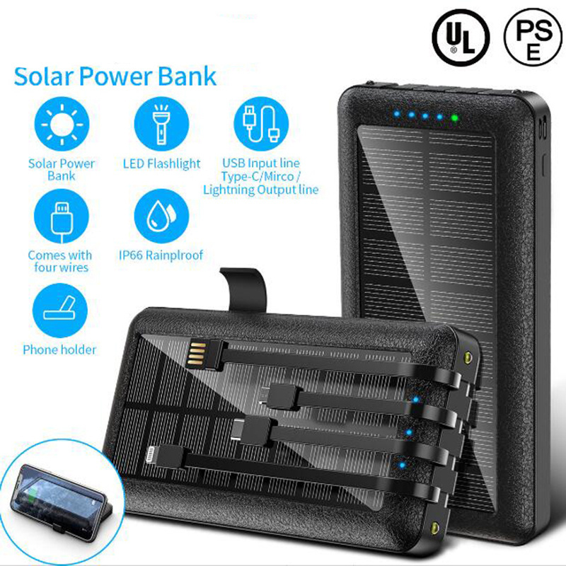 Factory Outlet Outdoor Portable Solar Panel Charger Powerbank Trending Mobile Phone Fast Charging 20000Mah Solar Power Bank