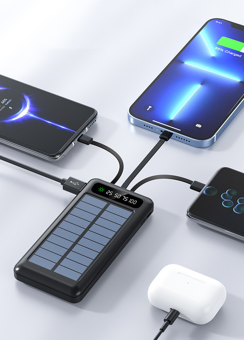 Factory Outlet Outdoor Portable Solar Panel Charger Powerbank Trending Mobile Phone Fast Charging 20000Mah Solar Power Bank