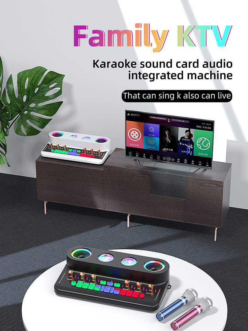 Live equipment S20 Live Sound Card Set Noise Cancelling for Live Streaming Audio Interface with Sound Card Audio Mixer