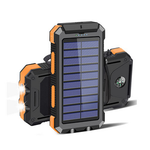 Factory Direct Sale 2 In 1 Solar Phone Charger 20000Mah Power Bank Portable Solar Panels Powerbank With Led Light