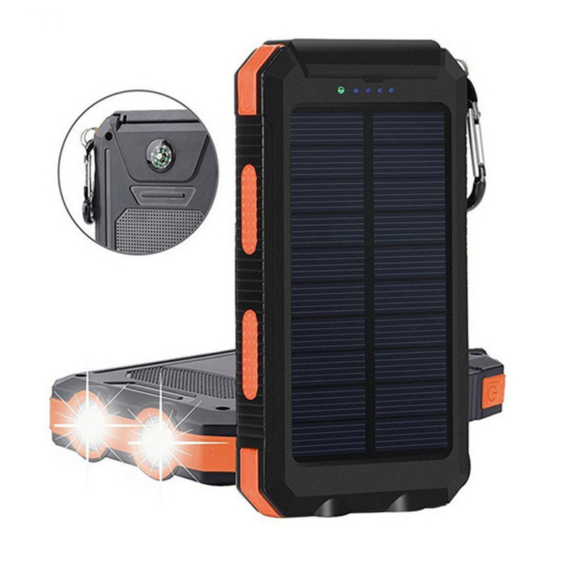 Factory Outlet Waterproof Power Bank,8000Mah Waterproof Solar Double Led Torches And Compass Powerbank Power Banks